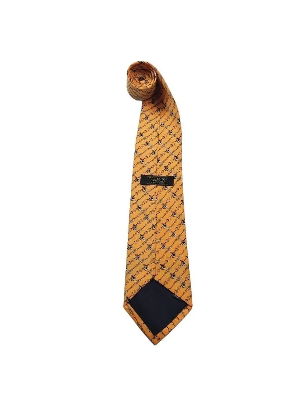 Kai Long Gold Chain Link Geometric Silk Necktie